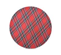 Round Placemat Set for Dining Table Royal Stewart Tartan Plaid Place Mat Heat Resistant Kitchen Table Mat Red Balck Check for Party Home Decor Washable