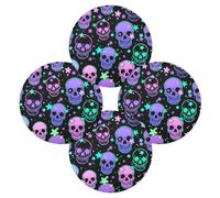 Round Placemat Set of 4 for Dining Table Human Skulls Stars Place Mat Heat Resistant Kitchen Table Mat Day Of The Dead Skull for Party Home Decor Washable