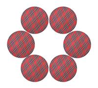 Round Placemat Set of 6 for Dining Table Royal Stewart Tartan Plaid Place Mat Heat Resistant Kitchen Table Mat Red Balck Check for Party Home Decor Washable