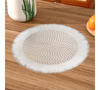 Round Placemats 6pcs PVC Hollow Table Place Mats Heat Resistant Non-slip Dining Placemats Non-Slip Washable Coffee Mats Waterproof Place Mats Hollow Table Runner For Home Kitchen(Silver)