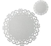Round Placemats and Coasters Set - Heat Resistant PVC Table Mats for Dining, Easy Clean for Cups, Plates, Cutlery - Elegant 4-Piece Washable Mats (Silver)