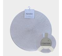 Round Placemats/Coasters Set Of 4 Woven Table Mats Dining Tableware (Grey, Placemats & Coasters Set)