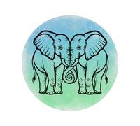 Round Placemats Set of 1, Boho Twin Elephant Heat Resistant Washable Table Mats, 39 CM Non Slip Wipeable Place Mats for Kitchen Dining Holiday Party Table Decor, Indoor & Outdoor Use