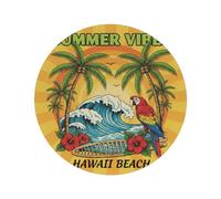 Round Placemats Set of 1, Hawaii Beach Summer Heat Resistant Washable Table Mats, 15" Non Slip Wipeable Place Mats for Kitchen Dining Holiday Party Table Decor, Indoor & Outdoor Use