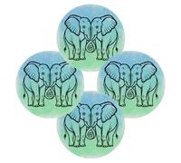 Round Placemats Set of 4, Boho Twin Elephant Heat Resistant Washable Table Mats, 39 CM Non Slip Wipeable Place Mats for Kitchen Dining Holiday Party Table Decor, Indoor & Outdoor Use