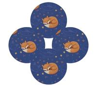 Round Placemats Set of 4 - Fox Heat Resistant Washable Table Mats, 39 CM Non Slip Wipeable Place Mats for Holiday Party Kitchen Dining Table Decor, Indoor & Outdoor Use