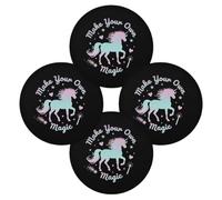 Round Placemats Set of 4, Make Your Own Magic Heat Resistant Washable Table Mats, 15" Non Slip Wipeable Place Mats for Kitchen Dining Holiday Party Table Decor, Indoor & Outdoor Use