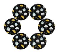 Round Placemats Set of 6, Charming Penguin Umbrella Washable Heat Resistant Table Mats, 15" Wipeable Non Slip Place Mats for Kitchen Dining Holiday Party Table Decor, Indoor & Outdoor Use