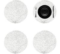 Round Placemats, Set of 6, Elegance Pattern for Dining Table Dining Room Décor for Christmas, Thankgiving, Party & Wedding Decoration Heat resistance Placemat (Silver)