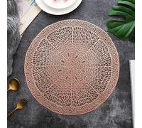 Round Placemats Set of 6, Rose Gold Hollow Lemon Pattern Dinnerware Plate Drink Mats for Kitchen, Home, Bar, Restaurant, Weddings, Events, 38cm