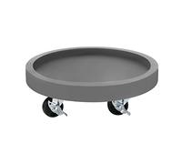 Round Plant Caddy with Wheels - Grey & Black Plant Pot Roller Stand for Indoor/Outdoor Use, 48cm Flower Pot Holder & Saucer with Brake for Easy Mobility.