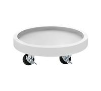Round Plant Caddy with Wheels - Indoor/Outdoor Flower Pot Trolley, Grey/White/Black, 50cm (19.68in) Plant Roller Stand with Brake for Easy Mobility and Stability