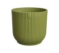 Round Planter Pot 30cm Fern Green Plastic Ribbed Design Watertight Indoor Pot