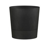 Round Planter with Water Reservoir 30cm Black Plastic Frost Resistant Plant Pot