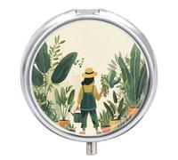Round Plants and Pots Pill Organizer Pill Box 3 Compartment Portable Travel Medicine Case Daily Mini Compact Medicine Container Storage Vitamin Supplement Dispenser