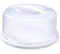 Round Plastic Cake Box With Lockable Lid & Carry Handles White Large Cake Carrier Storage Container For Cakes, Pies, Cookies & Des