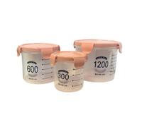 Round Plastic Food Storage Container Set Of 3 For Kitchen Home Bbq - Random Colours