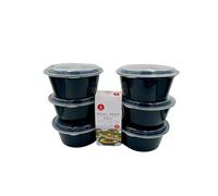 Round Plastic Meal Prep Containers - Reusable BPA Free Food Containers with Airtight Lids - Microwavable, Freezer and Dishwasher Safe - Ideal Stackable Salad Bowls - [6 packs