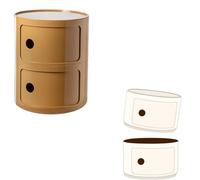 Round Plastic Nightstand Componibili Container 2/3/4-Tier Modern Side Table 2/3/4-Shelf Nightstand Corner Storage Unit for Bathroom Yellow (2 Tier)