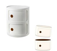 Round Plastic Nightstand Componibili Container 2/3/4-Tier Versatile Side Table 2-Tier Nightstand Corner Storage Unit Bathroom nizer (White)