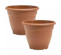 Round Plastic Plant Pot 30cm Terracotta 9.5L Garden Indoor Outdoor Planter Cover Drainage Holes, Weather, Frost Proof (2)