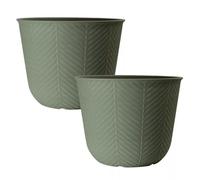 Round Plastic Plant Pot 46cm,18inch Meadow Green 41L Garden Indoor Outdoor Planter Cover Drainage Holes, Weather, Frost Proof (2)