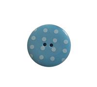 Round Plastic Polka Dot Spot 2 Hole Buttons Pack of 5 (13mm, Pale Blue with White)
