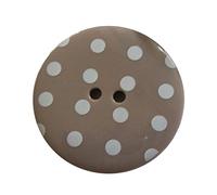 Round Plastic Polka Dot Spot 2 Hole Buttons Pack of 5 (13mm, Taupe with White)
