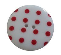 Round Plastic Polka Dot Spot 2 Hole Buttons Pack of 5 (13mm, White with Red)