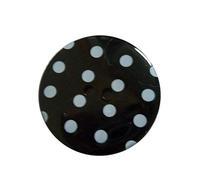 Round Plastic Polka Dot Spot 2 Hole Buttons Pack of 5 (15mm, Black with White)