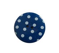 Round Plastic Polka Dot Spot 2 Hole Buttons Pack of 5 (15mm, Dark Blue with White)