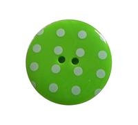 Round Plastic Polka Dot Spot 2 Hole Buttons Pack of 5 (15mm, Lime Green with White)