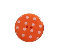 Round Plastic Polka Dot Spot 2 Hole Buttons Pack of 5 (15mm, Orange with White)