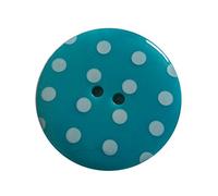 Round Plastic Polka Dot Spot 2 Hole Buttons Pack of 5 (15mm, Turquoise with White)