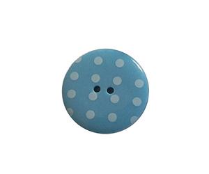 Round Plastic Polka Dot Spot 2 Hole Buttons Pack of 5 (17mm, Pale Blue with White)