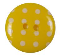 Round Plastic Polka Dot Spot 2 Hole Buttons Pack of 5 (23mm, Yellow with White)