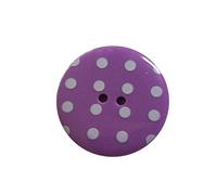 Round Plastic Polka Dot Spot 2 Hole Buttons Pack of 5 (34mm, Purple with White)