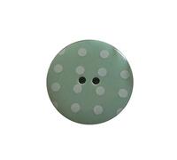 Round Plastic Polka Dot Spot 2 Hole Buttons Pack of 5 (34mm, Sage Green with White)