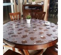Round Plastic Table Cover 66.93in | Waterproof PVC Table Protector | Easy-Clean Vinyl Tablecloth for Dining Room & Coffee Table | 1.5mm Thick