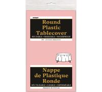 Lovely Pink Solid Round Plastic Table Cover (213cm) 1 Count - Vibrant & Durable Party Essential for Easy Cleanup and Decoration, 7.5 inch (Round)