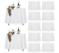 Round Plastic Tablecloths, 10 Pcs Round White Tablecloth Plastic Table Cover 90 inch Waterproof PEVA Tablecloth for Graduation Birthday Baby Shower Wedding Party Home Kitchen Dining Table Decorations