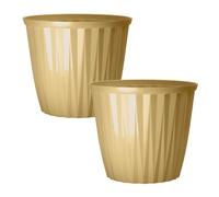 Round Plastic Yellow Plant Pot 30cm,12inch Glossy Effect 11L Garden Indoor Outdoor Planter Cover Drainage Holes, Weather, Frost Proof (2)