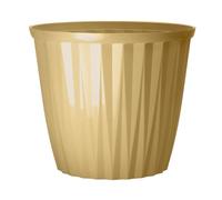 Round Plastic Yellow Plant Pot 30cm,12inch Glossy Effect 11L Garden Indoor Outdoor Planter Cover Drainage Holes, Weather, Frost Proof (1)