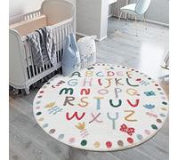 Round Play Rug for Kids, Soft Non-Slip Mat for Boys & Girls Bedrooms, Washable Carpet for Nursery & Playroom, Ø120cm