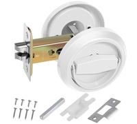 Round Pocket Door Lock, Stainless Steel Hidden Recessed Door Handles, Rustproof Hidden Recessed Pulls Latch Knob, Keyless Furniture Locks for Home Living Rooms Bedrooms,Kitchen(White)
