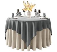 Round Polyester TableclothWashable Fabric Table Cover for Weddings Banquets Restaurants & PartiesFits 7.8ft/2.4m Round TablesElegant Grey Color