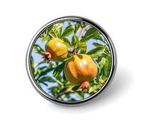 Round Pomegranate Tree Brooch Classic Mini Pin 1 Inch Aluminum Alloy Lapel Pin Personalized Button Badge for Backpack Hat Suit Jacket Clothing Decoration