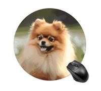 Round Pomeranian Dog Mouse Pad Non-Slip Rubber Small Cute Mouse Pad Mini Travel Gaming Mousepad Washable Funny Computer Mat Waterproof for Laptop Office Home Men Women