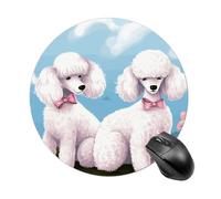 Round Poodles Dogs Mouse Pad Funny Mouse Mat with Non-Slip Rubber Base Small Travel Computer Gaming Mousepad Waterproof 7.9 X 7.9 Inch Office Desk Accessories