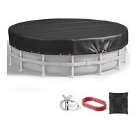 Round Pool Cover, 6FT Sunproof Winter Tarp with Rope and Fasteners, Black Polyester Above Ground Pool Blanket